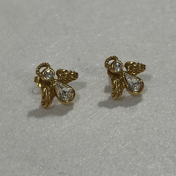 Vintage Avon gold angle sparkling earrings - Picture 2 of 4